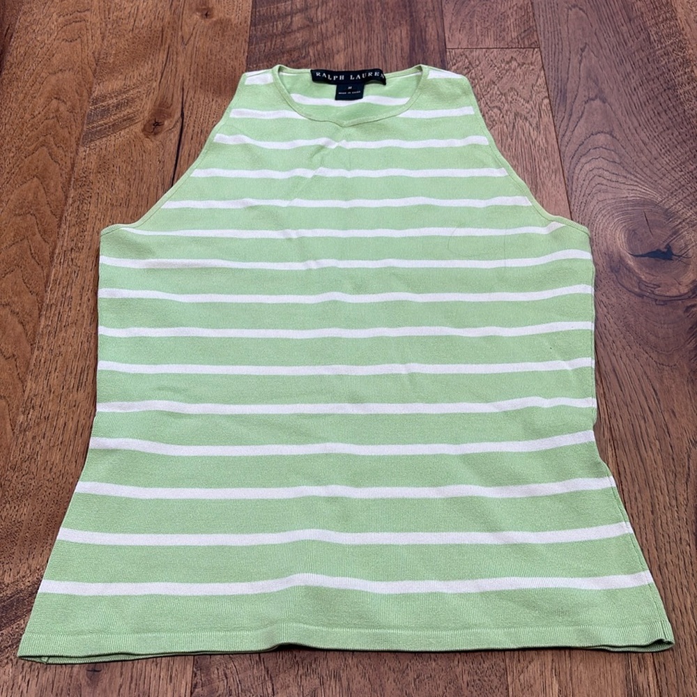 Ralph Lauren Woman’s Green Striped Sleeveless Top Size M